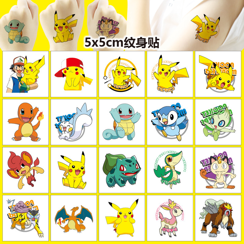Laptop Accessories Cute - Autocollant de tatouage Pokemon Pikachu, 5x5cm,